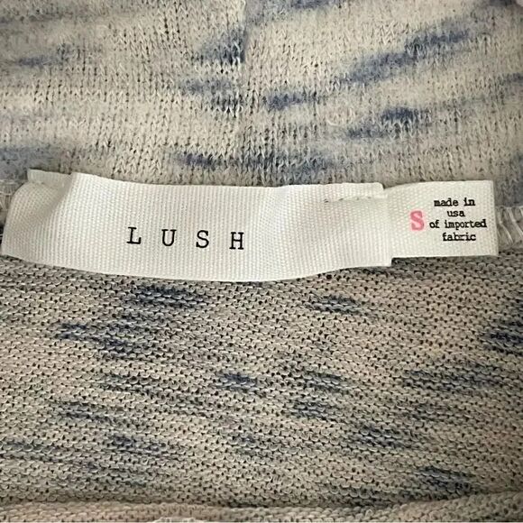 LUSH  DRAWISTRING TNECK TOP
CREAM  BLUE Cropped Long Sleeves Soft Womens S - Picture 14 of 16